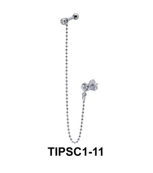 Chain Shaped Ear Piercing with Stud Chain TIPSC1-11