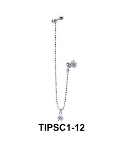 Chain with Stone Ear Piercing with Stud Chain TIPSC1-12