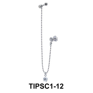 Chain with Stone Ear Piercing with Stud Chain TIPSC1-12
