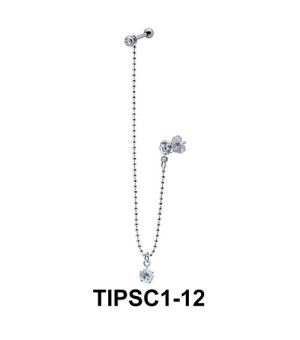 Chain with Stone Ear Piercing with Stud Chain TIPSC1-12