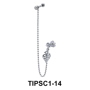 Leaf n Stone Set Ear Chain Piercing TIPSC1-14