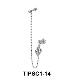 Leaf n Stone Set Ear Chain Piercing TIPSC1-14