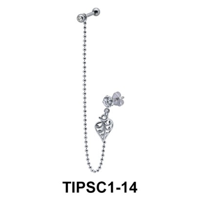 Leaf n Stone Set Ear Chain Piercing TIPSC1-14
