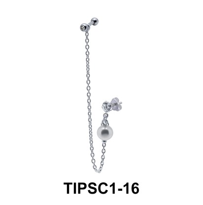 Pearl on Ear Chain Piercing TIPSC1-16