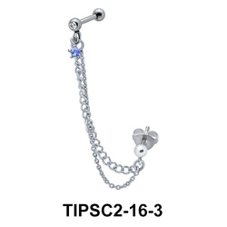 Blue Star Stone Ear Chain Piercing TIPSC2-16-3
