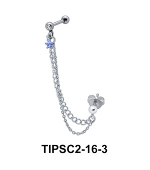 Blue Star Stone Ear Chain Piercing TIPSC2-16-3