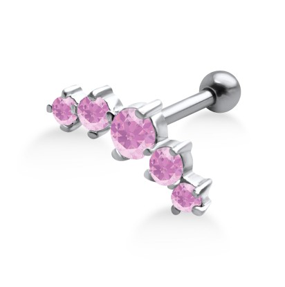 Pink Stones Helix Ear Piercing TIP-252-PI