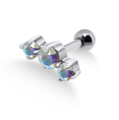 Aurora Triple Stones Helix Ear Piercing TIP-252s-AB