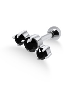 Black Triple Stones Helix Ear Piercing TIP-252s-BK 