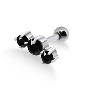 Black Triple Stones Helix Ear Piercing TIP-252s-BK 