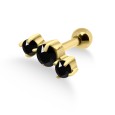 Black Triple Stones Helix Ear Piercing TIP-252s-BK 
