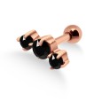 Black Triple Stones Helix Ear Piercing TIP-252s-BK 