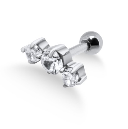 Crystal Triple Stones Helix Ear Piercing TIP-252s