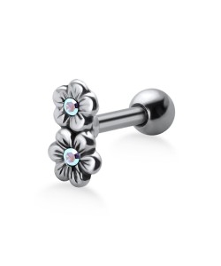 Stone Set Flowers Shaped Helix Piercings TIP-673