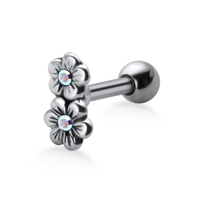 Stone Set Flowers Shaped Helix Piercings TIP-673