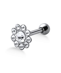 Stone Encrusted Flower Shaped Helix Piercing TIP-684