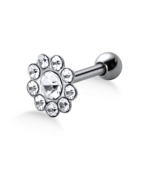 Stone Encrusted Flower Shaped Helix Piercing TIP-684