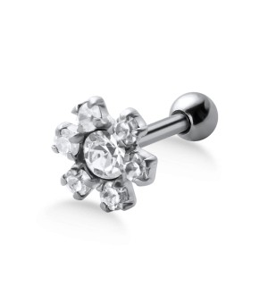 Stone Set Flower Shaped Helix Piercing TIP-687