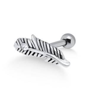 Stone Set Leaf Shaped Helix Piercing TIP-860