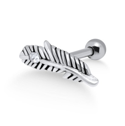 Stone Set Leaf Shaped Helix Piercing TIP-860