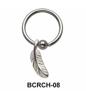 Feather Closure Rings Charms BCRCH-08