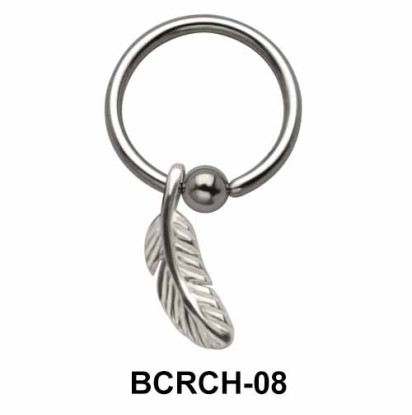 Feather Closure Rings Charms BCRCH-08