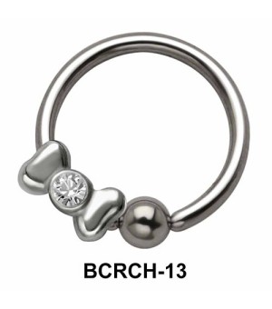 Stoned Bow Closure Rings Charms BCRCH-13