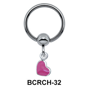 Heart Shaped Charm On Closure Ring BCRCH-32