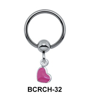 Heart Shaped Charm On Closure Ring BCRCH-32