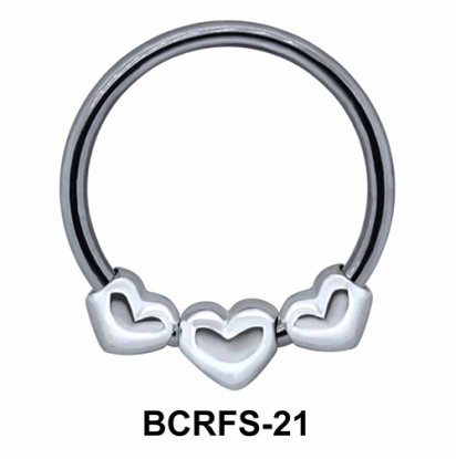 Three Hearts Closure Rings Charms BCRFS-21