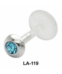 Blue Stone Labret Piercing with PTFE LA-119