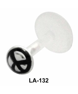 Peace Sign Black Labret Silver LA-132