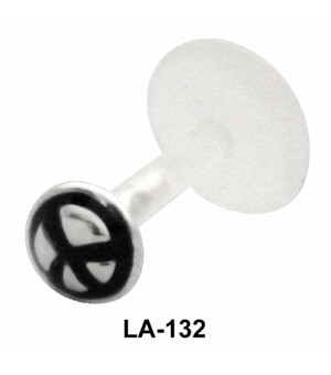 Peace Sign Black Labret Silver LA-132