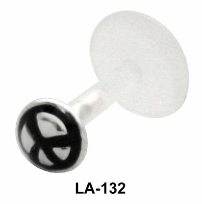 Peace Sign Black Labret Silver LA-132