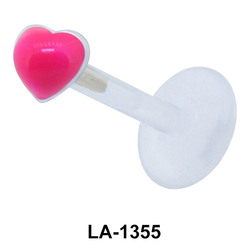 Pink Stone Heart Labrets Push-in LA-1355