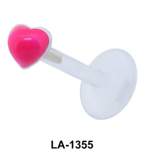 Pink Stone Heart Labrets Push-in LA-1355