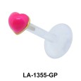 Pink Stone Heart Labrets Push-in LA-1355