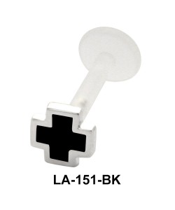 Enameled Cross Shaped Labret Silver LA-151