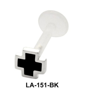 Enameled Cross Shaped Labret Silver LA-151