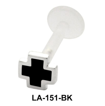 Enameled Cross Shaped Labret Silver LA-151