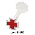 Enameled Cross Shaped Labret Silver LA-151