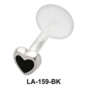 Enameled Heart Labret Silver LA-159