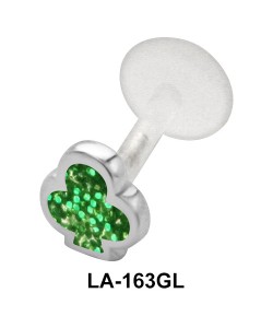 Green Clubs Labret Piercing with PTFE LA-163GL