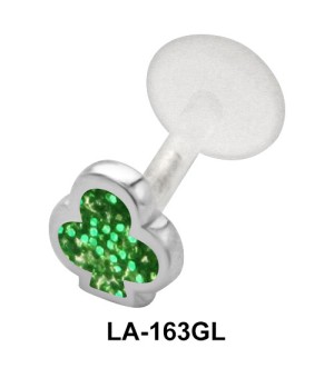 Green Clubs Labret Piercing with PTFE LA-163GL