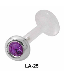 Bezel Amethyst Stone Set Labrets Push-in LA-25