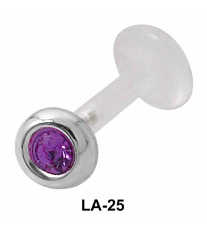 Bezel Amethyst Stone Set Labrets Push-in LA-25