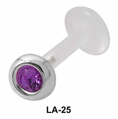 Bezel Amethyst Stone Set Labrets Push-in LA-25