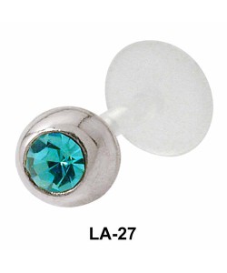 Bezel Set Rhinestone Labret Silver LA-27