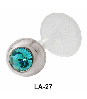 Bezel Set Rhinestone Labret Silver LA-27