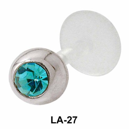 Bezel Set Rhinestone Labret Silver LA-27